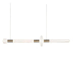 Bare fluted rods and a round disc form this Clérachic pendant, shown on white.
