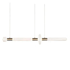 Twin cords hold this Clérachic pendant's disc joint and pale rods, shown on white.