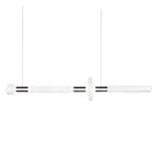 Twin cords suspend this Clérachic pendant's fluted rod and central disc joint.