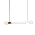 Twin gold rods suspend this Clérachic pendant's bar of round glass finials.