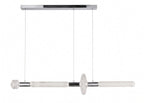 A chrome ceiling bar suspends this Clérachic pendant's fluted rod and round disc joint.