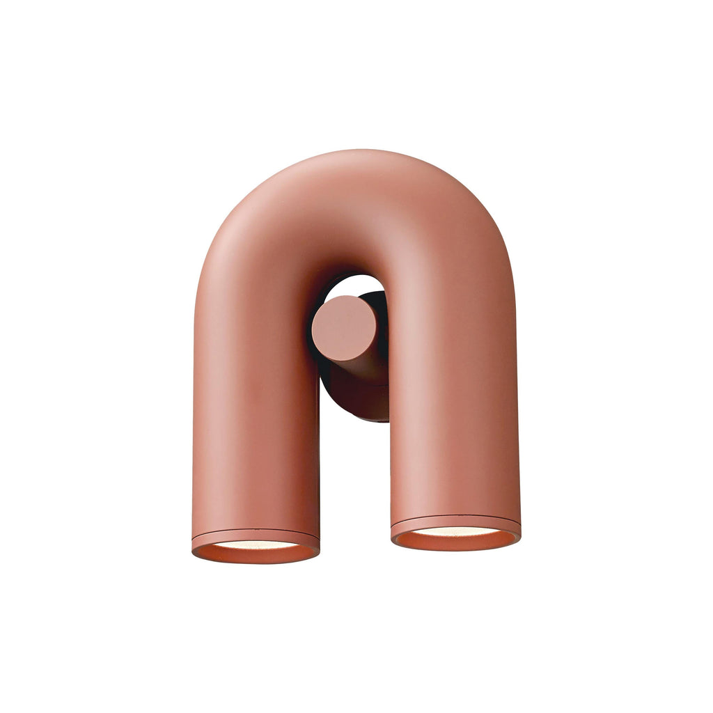 This terracotta Clérachic wall light faces forward, unlit, on a plain white backdrop.