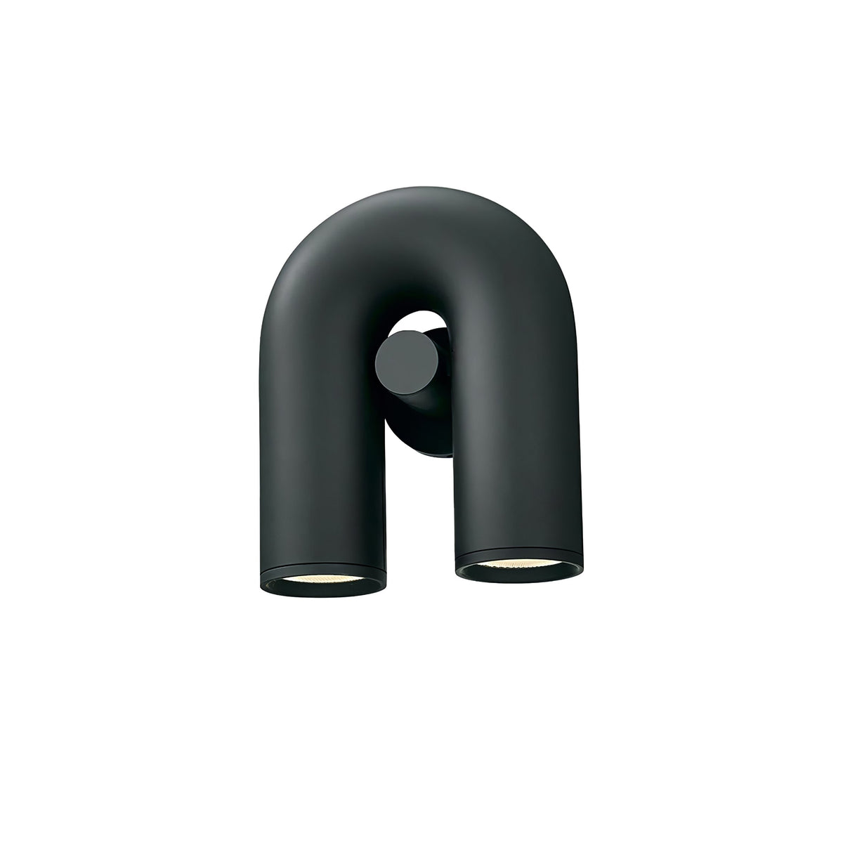 This black Clérachic wall light turns slightly to show its profile, unlit against white.