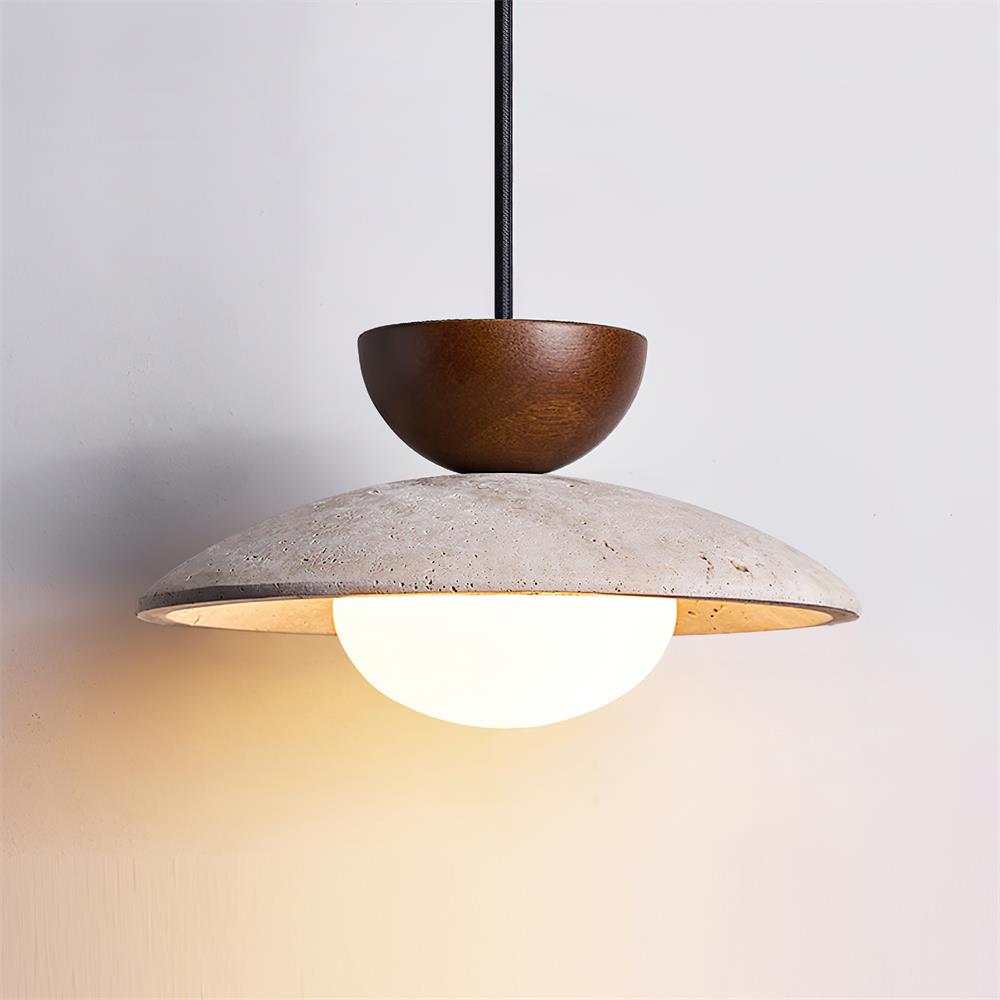 Natural Travertine Stone Pendant Light With Warm Ambient Glow