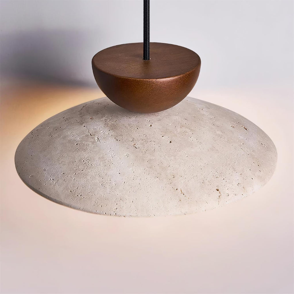 Natural Travertine Stone Pendant Light With Warm Ambient Glow