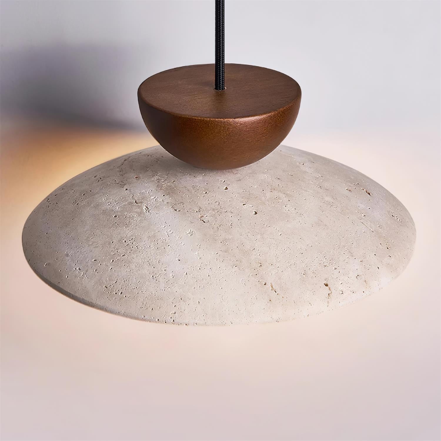 Natural Travertine Stone Pendant Light With Warm Ambient Glow