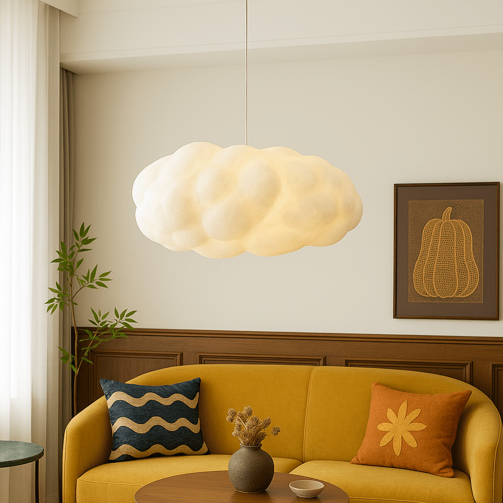 Cloud Shade Pendant Light, Warm White 3000K LED, Adjustable Ceiling Drop