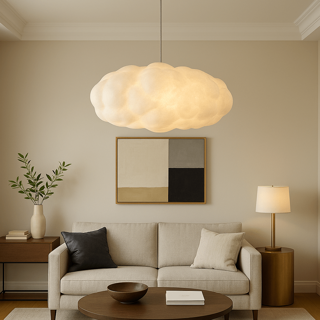 Cloud Shade Pendant Light, Warm White 3000K LED, Adjustable Ceiling Drop