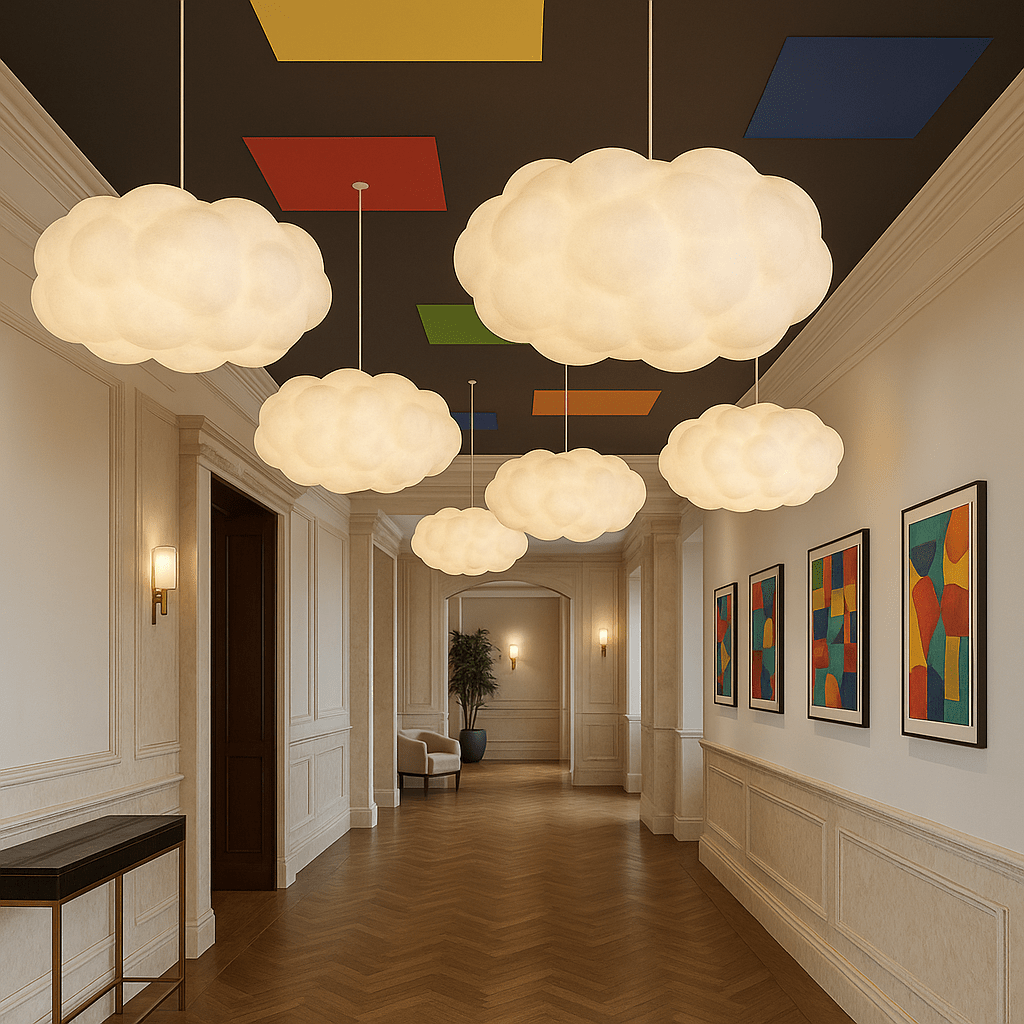 Cloud Shade Pendant Light, Warm White 3000K LED, Adjustable Ceiling Drop