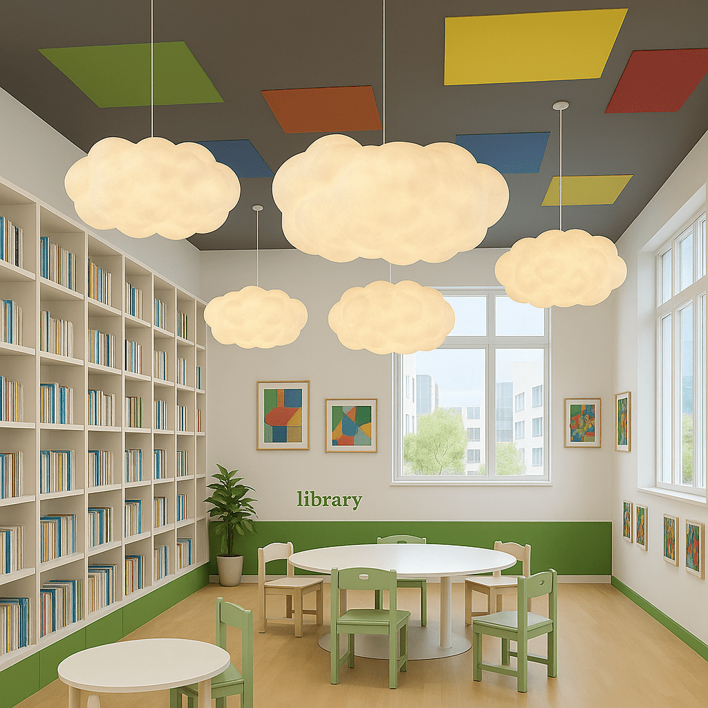 Cloud Shade Pendant Light, Warm White 3000K LED, Adjustable Ceiling Drop