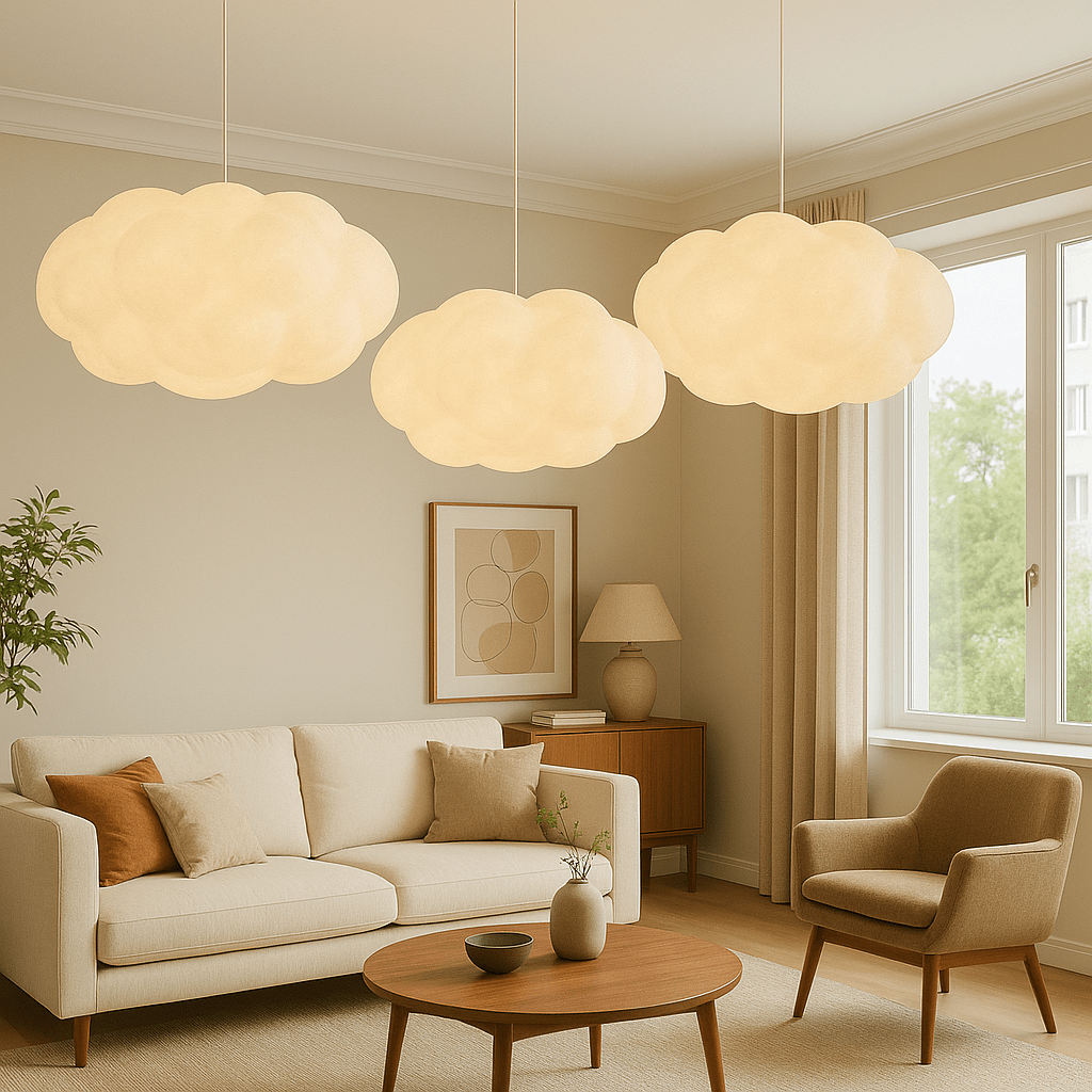 Cloud Shade Pendant Light, Warm White 3000K LED, Adjustable Ceiling Drop