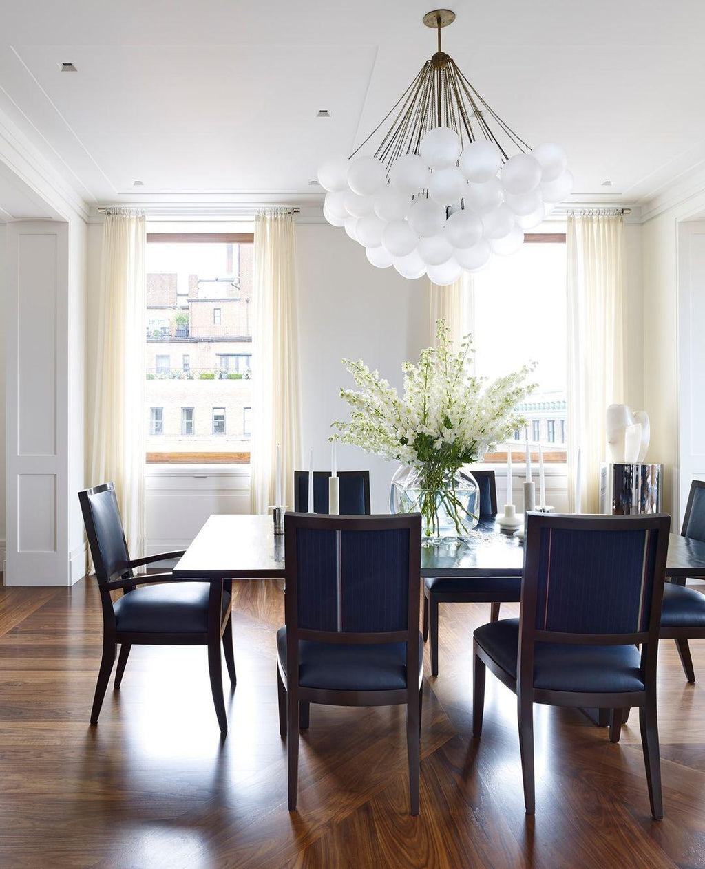 Boblekrone, håndmatte glasglobuser, guld eller sort, E27