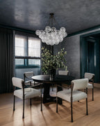 Boblekrone, håndmatte glasglobuser, guld eller sort, E27