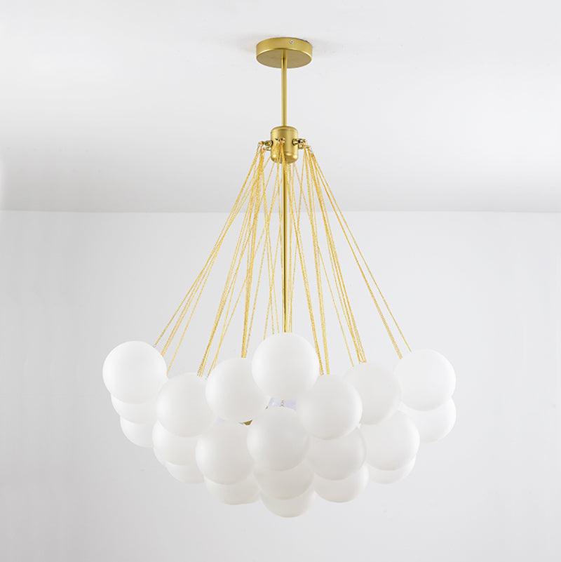 Frosted Glass Globe Bubble Chandelier, Gold, Black or Chrome, 19 to 73 Heads