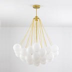 Frosted Glass Globe Bubble Chandelier, Gold, Black or Chrome, 19 to 73 Heads