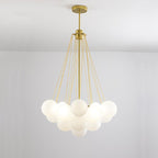Frosted Glass Globe Bubble Chandelier, Gold, Black or Chrome, 19 to 73 Heads