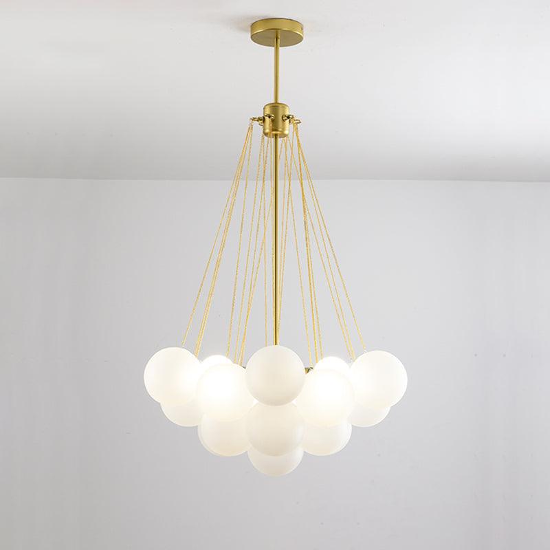 Frosted Glass Globe Bubble Chandelier, Gold, Black or Chrome, 19 to 73 Heads