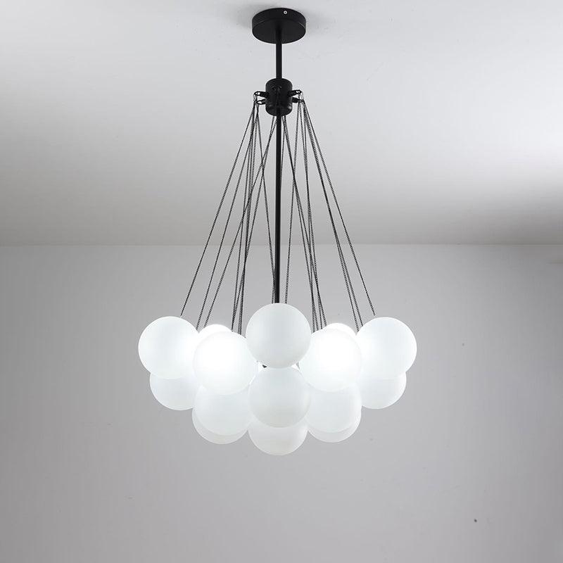 Frosted Glass Globe Bubble Chandelier, Gold, Black or Chrome, 19 to 73 Heads