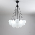 Frosted Glass Globe Bubble Chandelier, Gold, Black or Chrome, 19 to 73 Heads