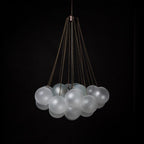Frosted Glass Globe Bubble Chandelier, Gold, Black or Chrome, 19 to 73 Heads