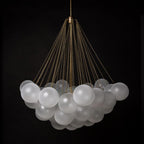 Frosted Glass Globe Bubble Chandelier, Gold, Black or Chrome, 19 to 73 Heads