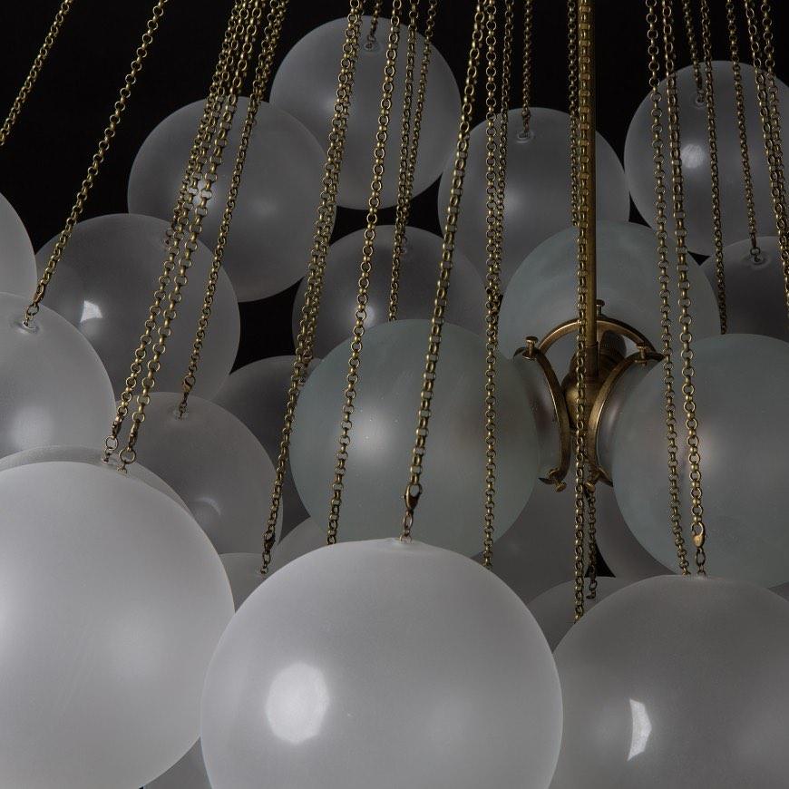 Frosted Glass Globe Bubble Chandelier, Gold, Black or Chrome, 19 to 73 Heads