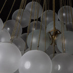 Frosted Glass Globe Bubble Chandelier, Gold, Black or Chrome, 19 to 73 Heads