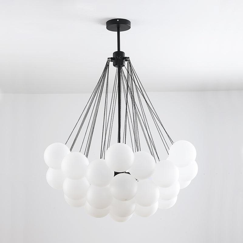 Frosted Glass Globe Bubble Chandelier, Gold, Black or Chrome, 19 to 73 Heads