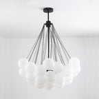 Frosted Glass Globe Bubble Chandelier, Gold, Black or Chrome, 19 to 73 Heads