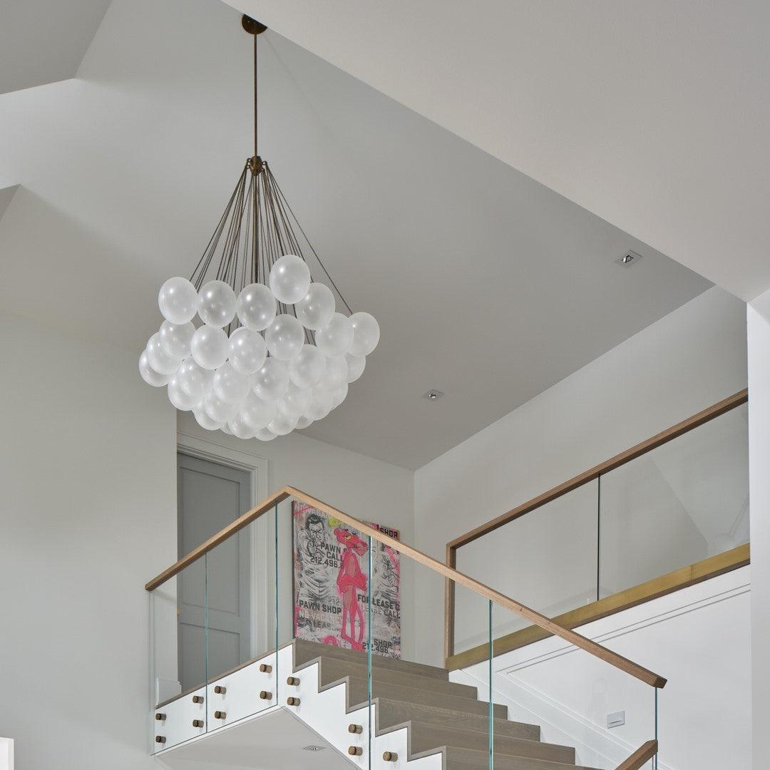 Frosted Glass Globe Bubble Chandelier, Gold, Black or Chrome, 19 to 73 Heads
