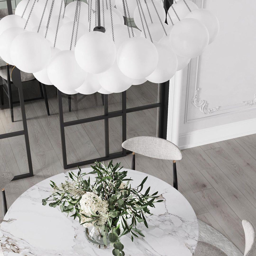 Frosted Glass Globe Bubble Chandelier, Gold, Black or Chrome, 19 to 73 Heads