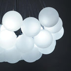 Frosted Glass Globe Bubble Chandelier, Gold, Black or Chrome, 19 to 73 Heads