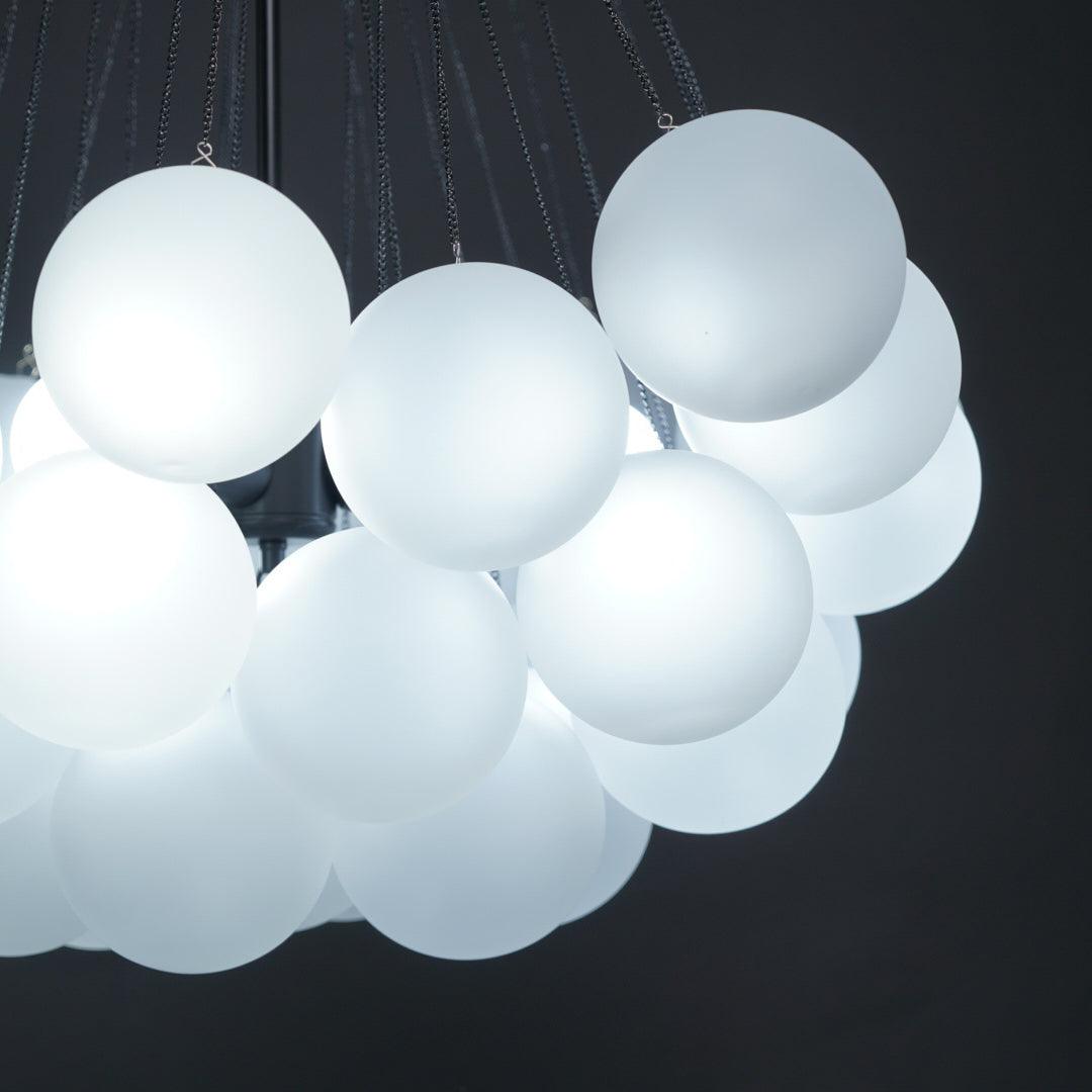 Frosted Glass Globe Bubble Chandelier, Gold, Black or Chrome, 19 to 73 Heads
