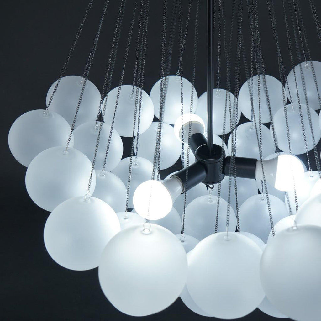 Frosted Glass Globe Bubble Chandelier, Gold, Black or Chrome, 19 to 73 Heads
