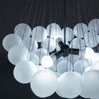 Frosted Glass Globe Bubble Chandelier, Gold, Black or Chrome, 19 to 73 Heads