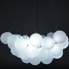 Frosted Glass Globe Bubble Chandelier, Gold, Black or Chrome, 19 to 73 Heads