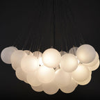 Frosted Glass Globe Bubble Chandelier, Gold, Black or Chrome, 19 to 73 Heads
