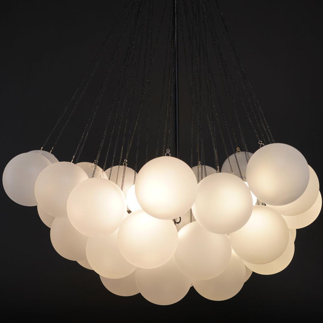 Frosted Glass Globe Bubble Chandelier, Gold, Black or Chrome, 19 to 73 Heads