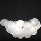 Frosted Glass Globe Bubble Chandelier, Gold, Black or Chrome, 19 to 73 Heads