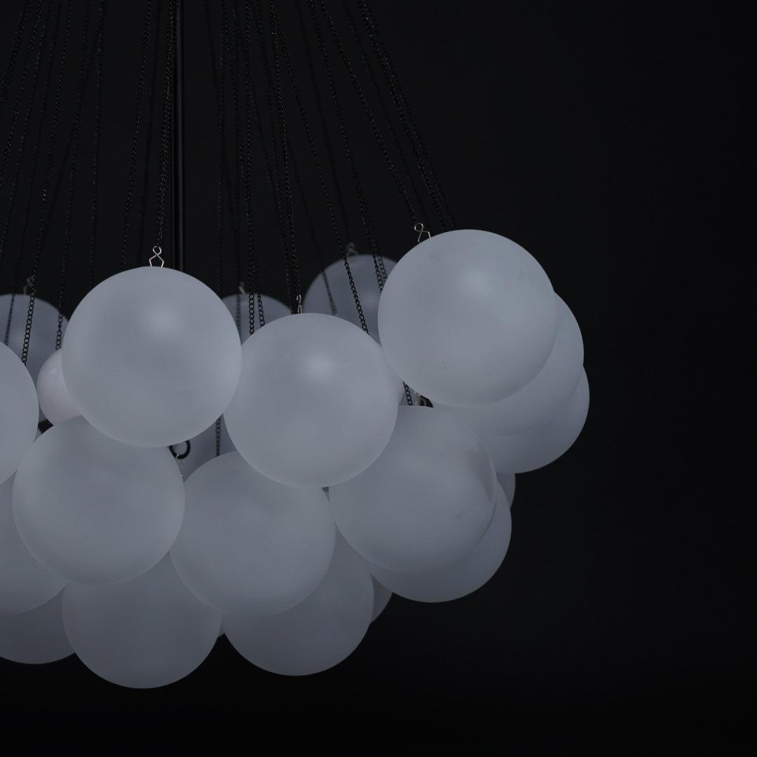 Frosted Glass Globe Bubble Chandelier, Gold, Black or Chrome, 19 to 73 Heads