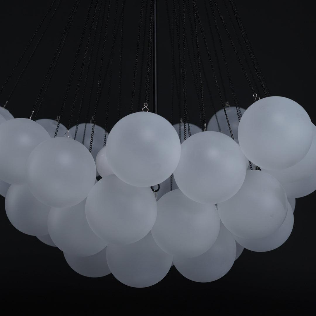 Frosted Glass Globe Bubble Chandelier, Gold, Black or Chrome, 19 to 73 Heads
