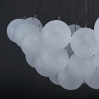 Frosted Glass Globe Bubble Chandelier, Gold, Black or Chrome, 19 to 73 Heads