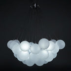 Frosted Glass Globe Bubble Chandelier, Gold, Black or Chrome, 19 to 73 Heads