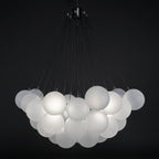 Frosted Glass Globe Bubble Chandelier, Gold, Black or Chrome, 19 to 73 Heads