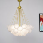 Frosted Glass Globe Bubble Chandelier, Gold, Black or Chrome, 19 to 73 Heads