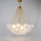 Frosted Glass Globe Bubble Chandelier, Gold, Black or Chrome, 19 to 73 Heads