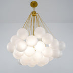 Frosted Glass Globe Bubble Chandelier, Gold, Black or Chrome, 19 to 73 Heads