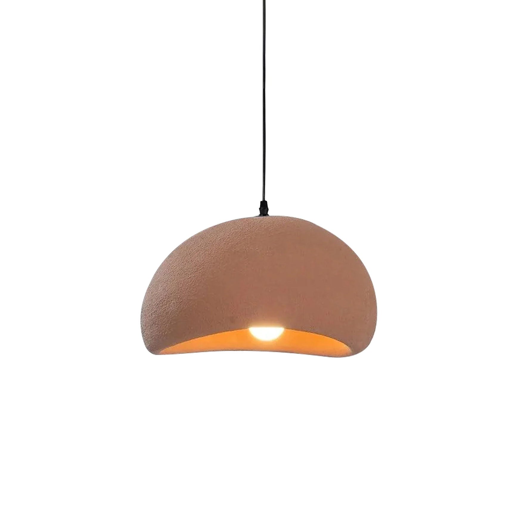Cloud-shaped pendant light glowing softly on a slim cable