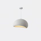 Sphere cloud pendant light with soft even glow in a living room