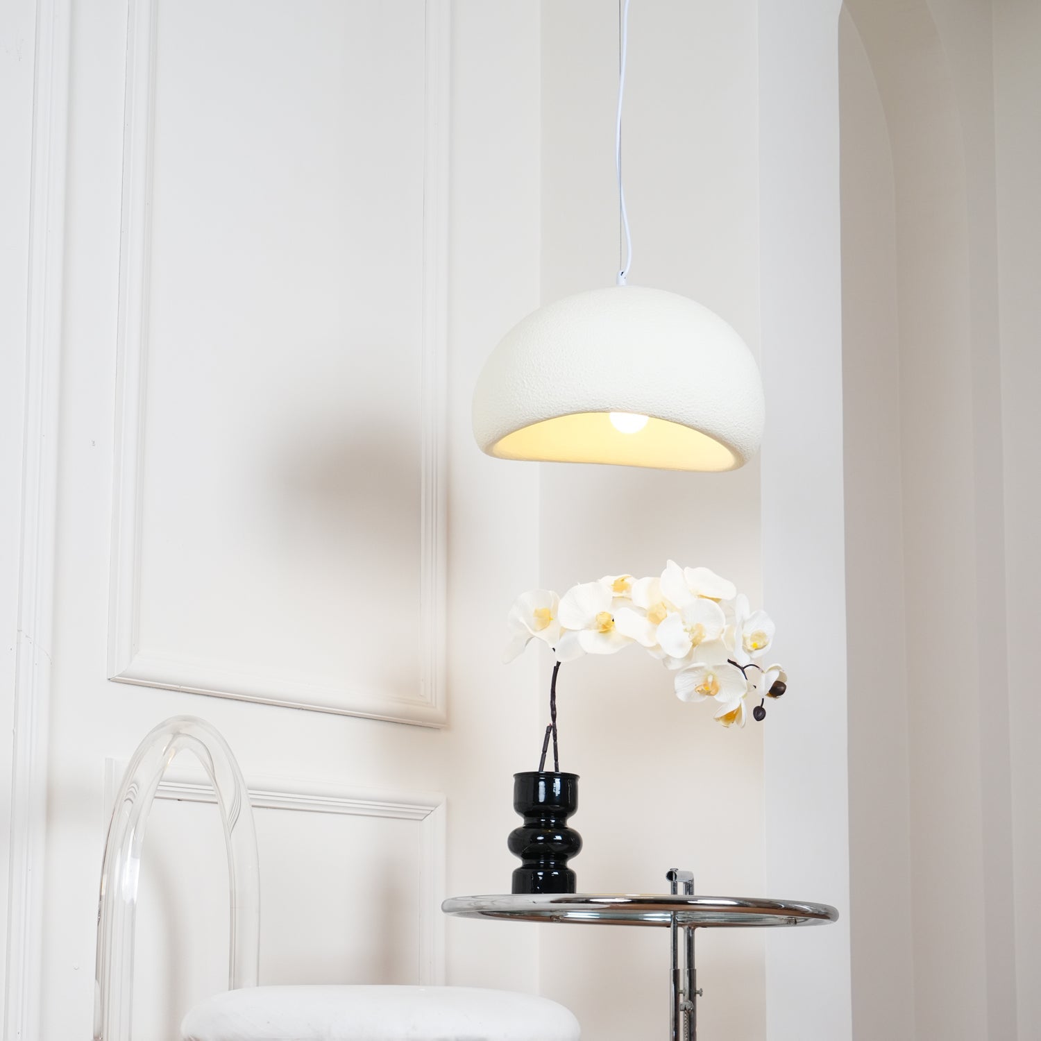 Pendant Light, Nubia Cloud Sphere, Polystyrene Shade, E26 LED
